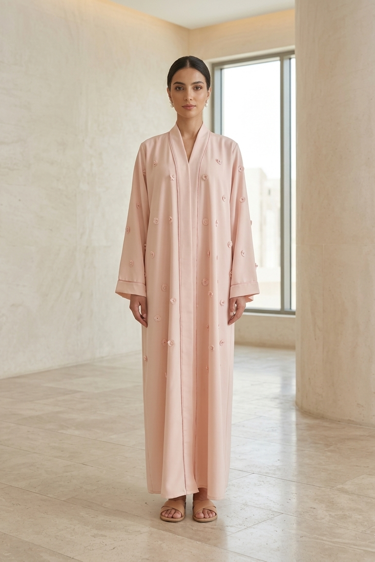 Pastel Blush Petal-Detail Abaya