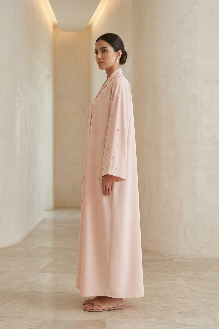 Pastel Blush Petal-Detail Abaya