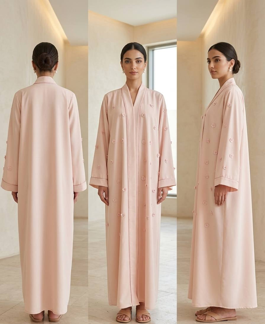Pastel Blush Petal-Detail Abaya