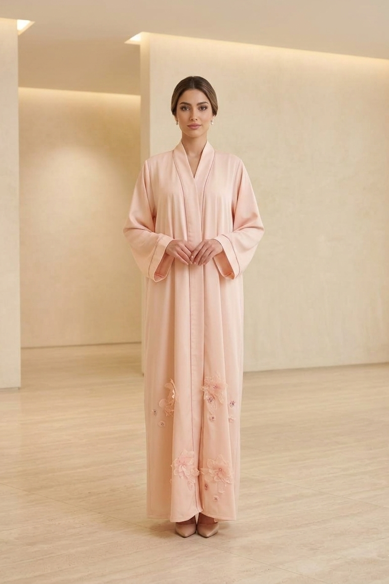 Blush Meadow 3D Appliqué Abaya