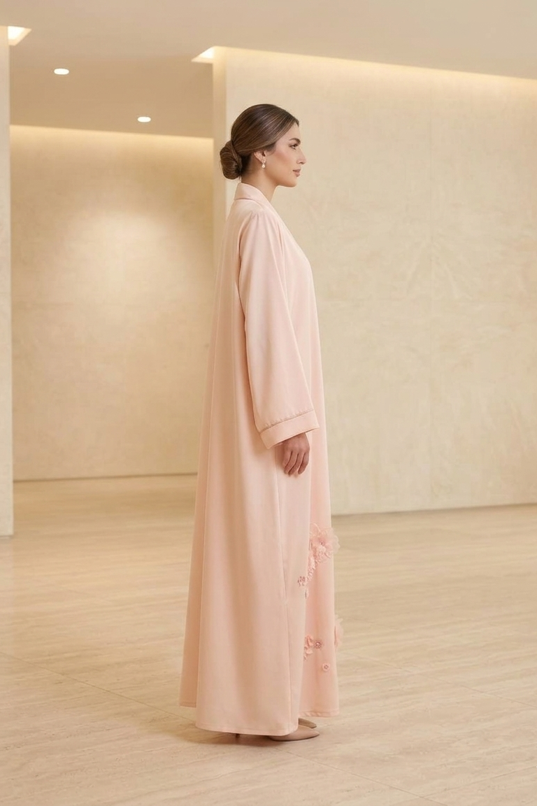 Blush Meadow 3D Appliqué Abaya
