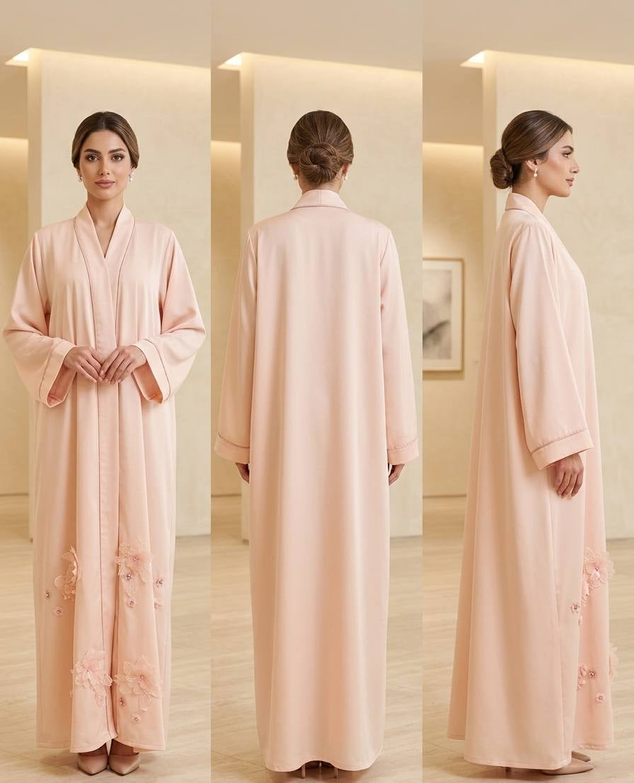Blush Meadow 3D Appliqué Abaya