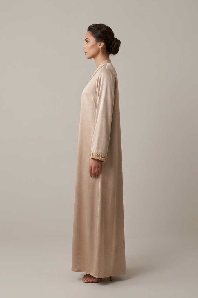 Metallic Sand Jewel-Trim Abaya