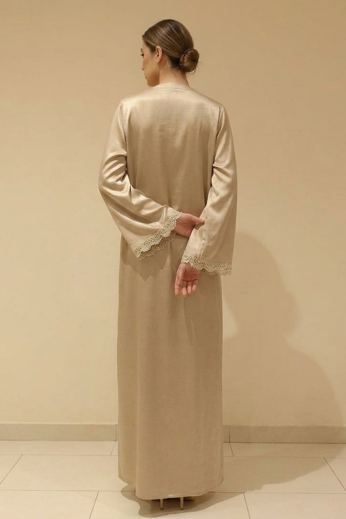 Luminous Pearl-Trimmed Abaya