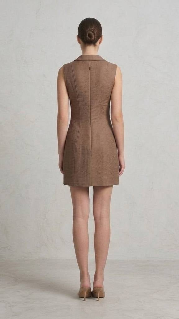 Sleeveless Blazer Dress with Ornate Gold Charms